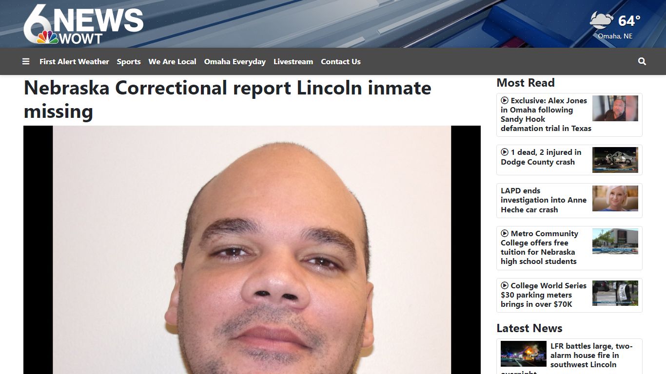 Nebraska Correctional report Lincoln inmate missing